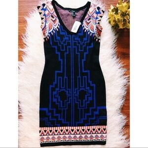 NEW AZTEC BANDAGE BODYCON COLORFUL COCKTAIL DRESS Aztec
